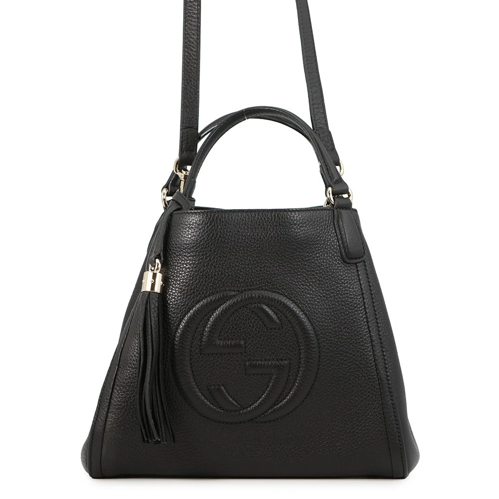 Gucci — GUCCI Soho Interlocking G Tote Bag Leather Black 336751