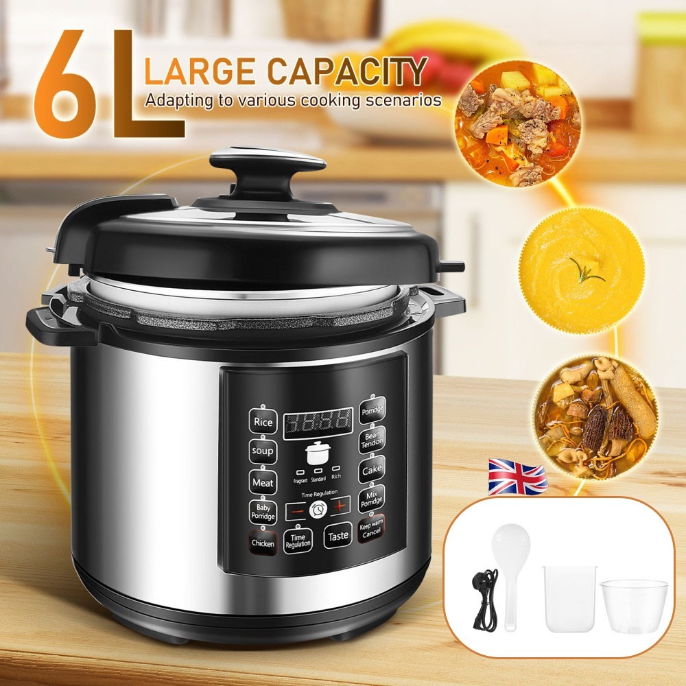 Electric Pressure Cooker 10-in-1 Digital Insta Pot Programmable 6L Pot 1000W UK