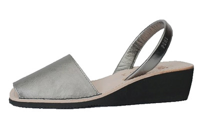 NEW PONS Avarkas 5 leather shoes low platform wedge pewter Menorca Spain