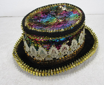 Top Hat-Steampunk Sequin Spiked Gold Festival-Mardi Gras-Costume