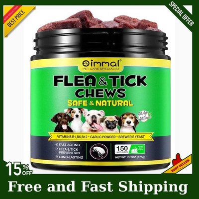 Flea and Tick Natural Prevention for Dogs Chewable, Flea & Tick 150 Chews Dog