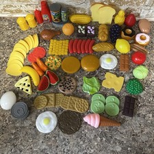 Pretend Play Food Lot Cake Pizza Fruits Veggies Dishes Burgers Fries Chips 92