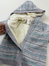 Janie Jack Hooded Cardigan Sweater 2T Purple Fair Isle Wool Blend Cottagecore
