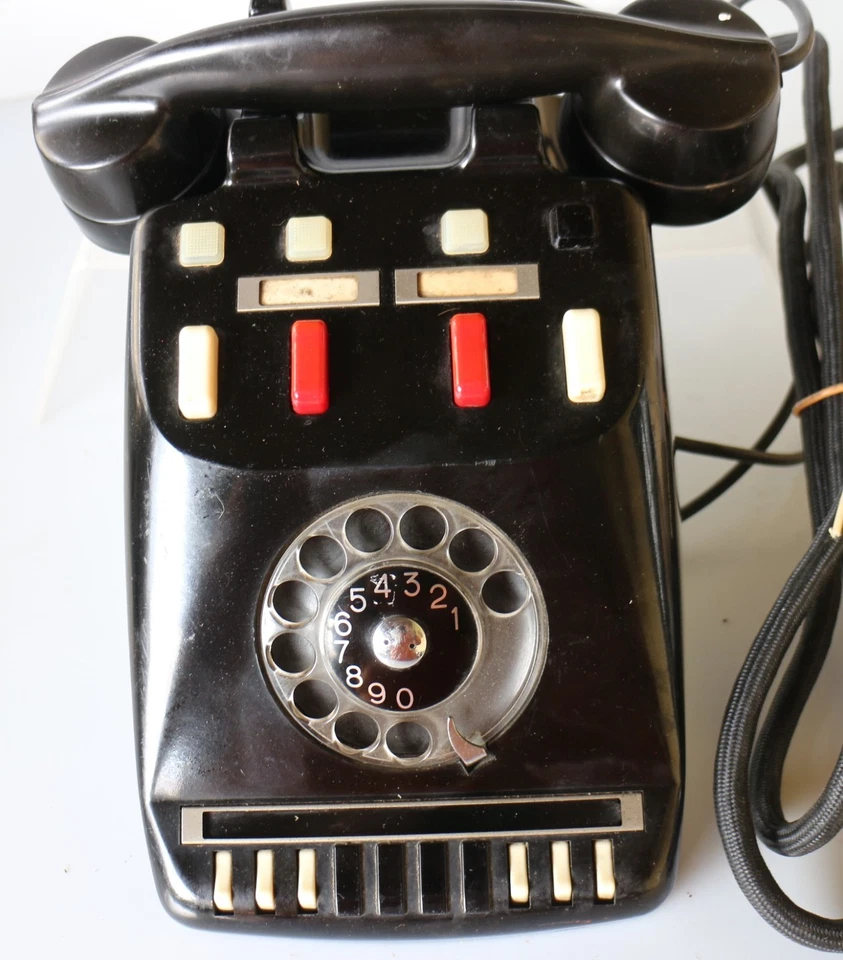 Antico telefono centralino a cursore FATME per SIEMENS in bachelite nero - Immagine 2 di 4