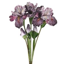 3-Pack Artificial Iris Flowers with Flower Bud 17.7 Inch for Home WHite Brown