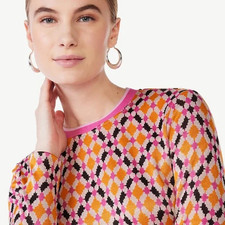 Scoop NYC Crewneck Jacquard Geo Print Short Dress Size 16/18