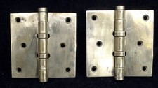 2 VINTAGE 3 1/2" " SOLID BRONZE , HEAVY DUTY, BALL BEARING, DOOR HINGES.. N.O.S