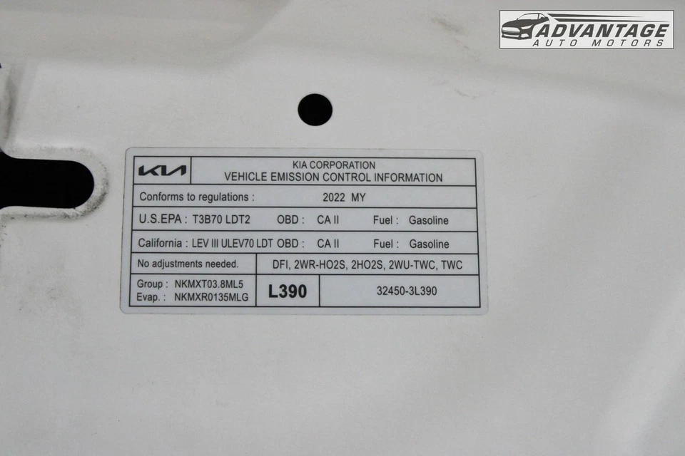 2020 - 2024 起亚 TELLURIDE FRONT HOOD BONNET SHELL 盖板白色三角形原始设备制造商 — 第 3/4 张图片