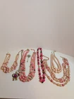 Vtg Pink Costume Jewelry Lot Multi Strand Necklaces Faux Pearl Statement Pieces