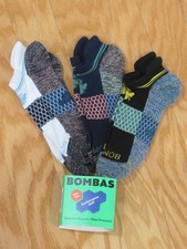 Bombas  3 PAIRS  Hex Tec Performance Golf No Show Ankle Socks Unisex Large