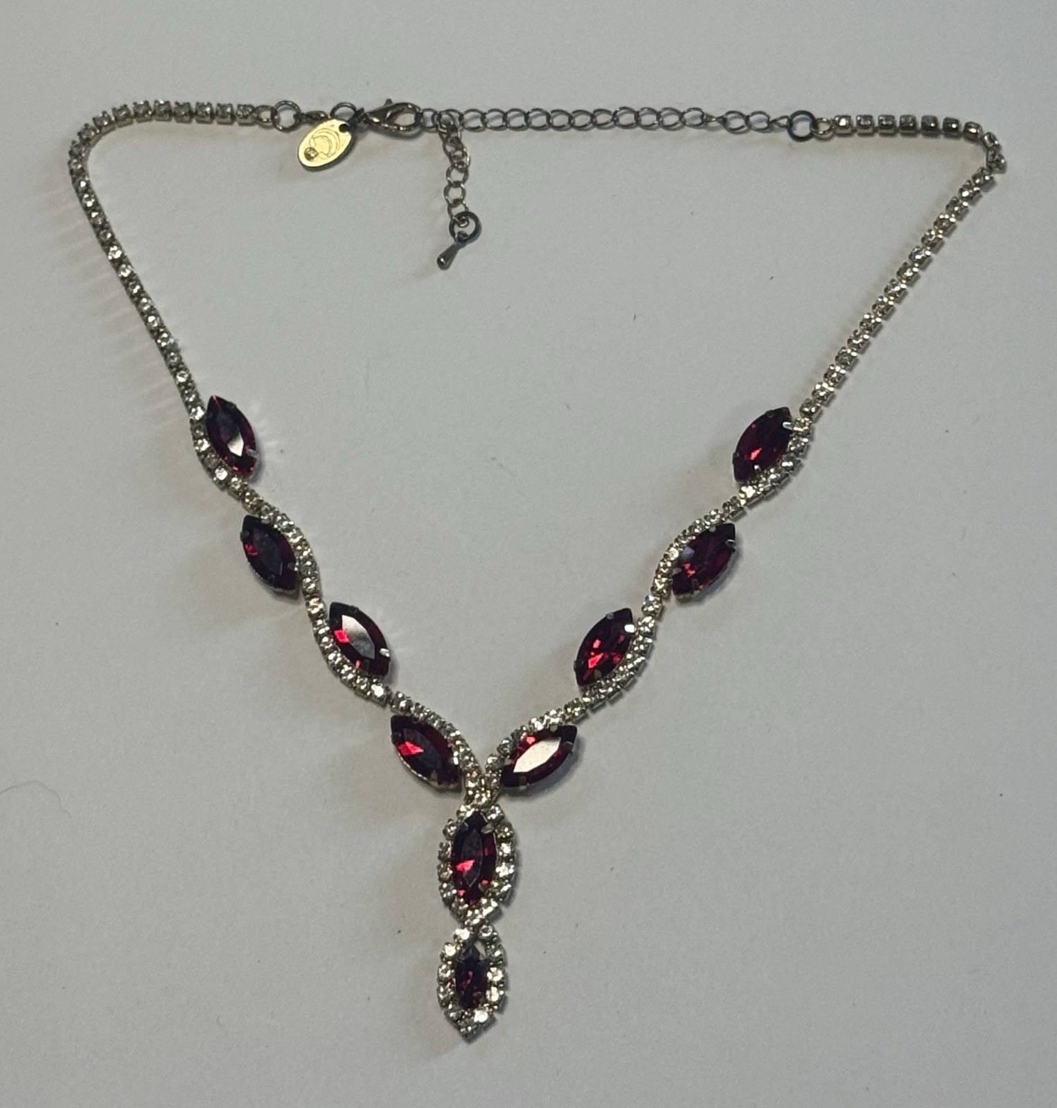 Swarovski Ruby Red Crystal Y-Drop Statement Neckl… - image 1