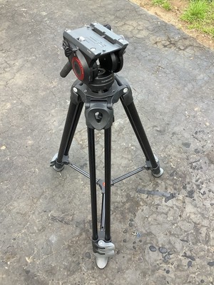 Manfrotto MVT502AM Tripod Stand Legs and MVH500A Fluid Drag Video Head with Bag