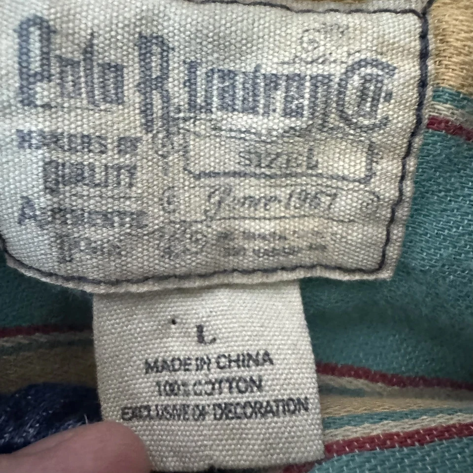 Polo Ralph Lauren Denim Jacket Corduroy Collar Kids Size L Distressed Blue - Image 3 of 4