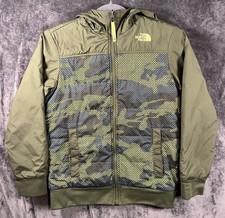 The North Face Reversible Puffer Jacket Boys Size S Green Gray Full Zip Camo