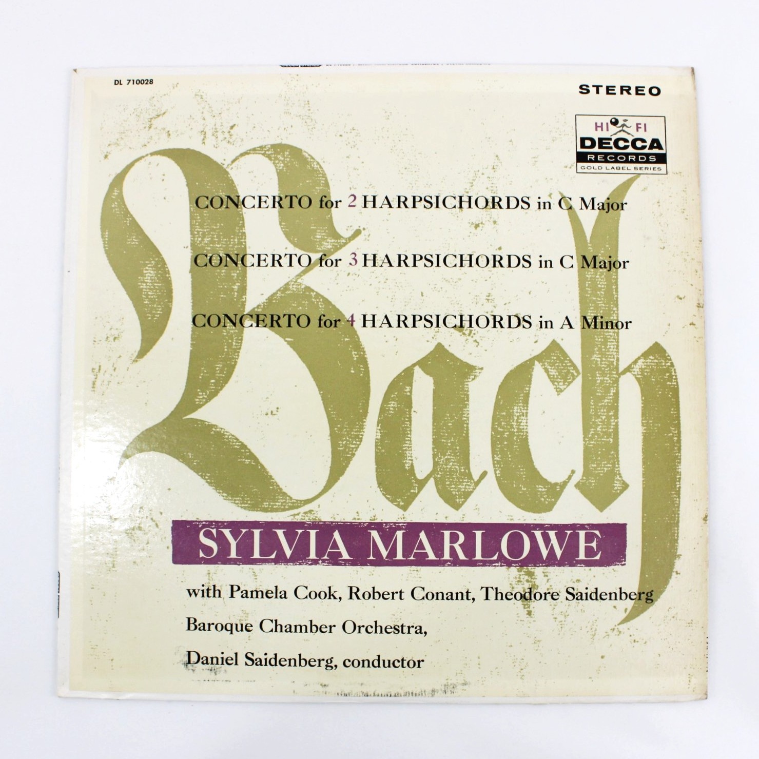 Lp Condition Sylvia Marlowe Decca Gold Label Bach 2/3/4 Harpsichords 12in LP DL ...