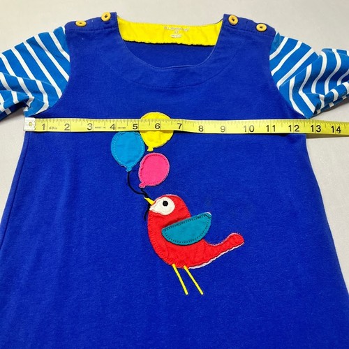 W.L. Monsoon Long Sleeve Appliqué Bird Mini Cotton Dress Blue Girls Size 6T - Picture 7 of 10