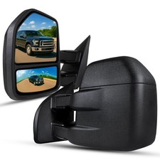 Black Manual Extendable Tow Mirrors 2015-2020 Ford F150 Left Right Pair