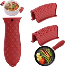 3 Pack Silicone Cast Iron Skillet Handle Cover - Heat Resistant Pot Handle Sleev
