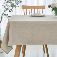 Linen Textured Rectangular Tablecloth 52x84 Inch Spill Proof Dining Decor