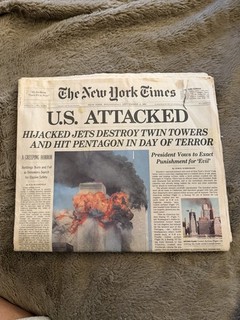 ORIGINAL SEPTEMBER 12 2001 NEW YORK TIMES NEWSPAPER (9/11 ISSUE)