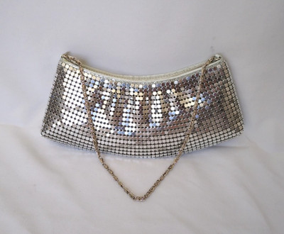 Payless Evening Purse Bag Silver Metallic Mesh Wedding Prom Clutch Handbag Fancy