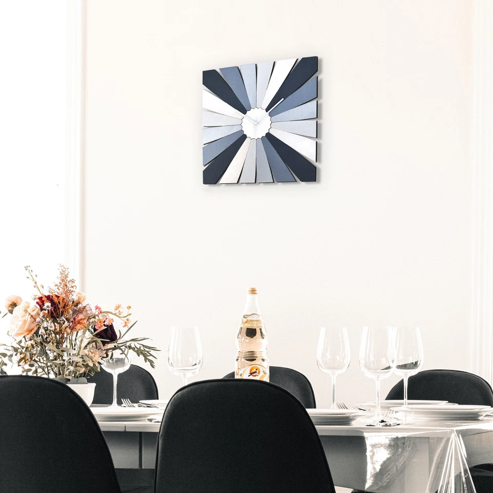 Silver gradient rectangular wall clock  made of plywood - TimeBlend Silver - Image 3 of 4