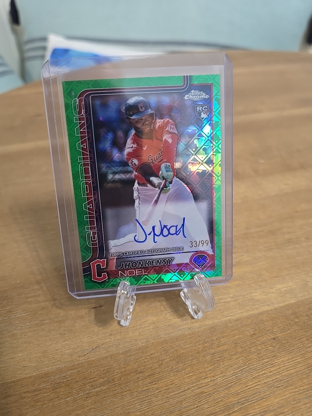 2025 Topps Chrome LOGOFRACTOR Jhonkensy Noel RA-JN RC Auto Green 33/99 !!