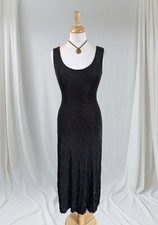 Black Slinky Sparkly Glitter Slip Dress 90s Fairy Goth Elegant Holiday Party M