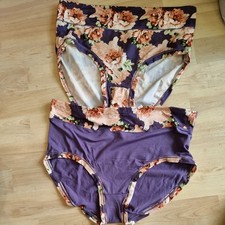 Ladies Two Pack Plus Size Mid Waist Colourful Floral Briefs Size 14-16