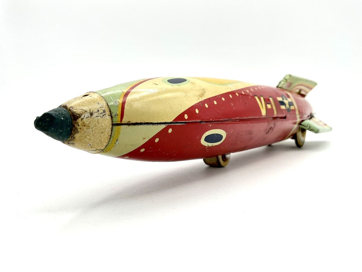 1950 Masudaya V-1 USAF Sparkling Space Ship Rocket Rare 1950 Masudaya V-1 USAF Sparkling Space Ship Rocket Rare