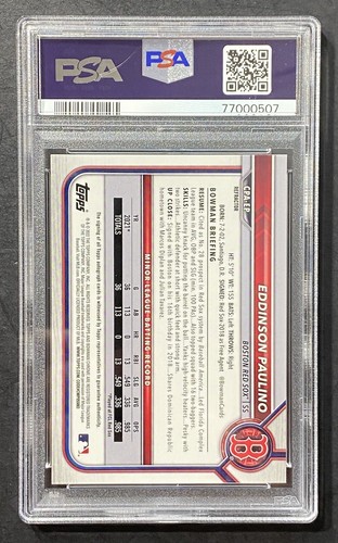 2022 Bowman Chrome Prospect Refractor 237/499 Eddinson Paulino PSA 9 MINT Auto - Picture 2 of 2