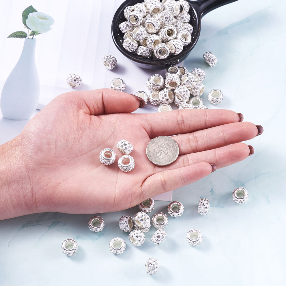 PandaHall 180 Perline Europee Con Strass 12 Colori Foro - Foto 6