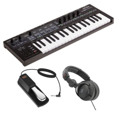 Arturia KeyStep Pro 37key Controller w/ Auray Piano Pedal, Polsen Headphones Kit