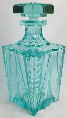 Stunning Rare Vintage Moser Glass Decanter Set w/ Shot Glasses Ice Blue Art Deco - Picture 3 of 16