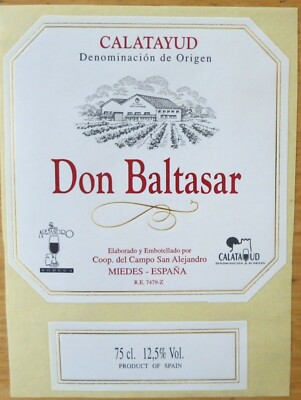 Wine labels SPAIN DON BALTASAR Calatayud Coop del Campo S Aleja wine labels