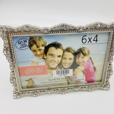 Rhinestone type Rectangular  Frame NEW Green Tree Gallery silver