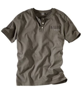 4Wards T-Shirt Shirt Knopfleiste khaki oder hellgrau für Herren