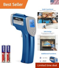 Precision Laser IR Temperature Gun for BBQ, Oven HVAC - Non-Contact, Blue