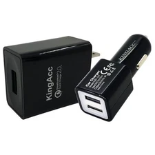 NEW Quick Charge 2.0, KingAcc 18W Turbo USB Wall Charger with Car Charger Kit