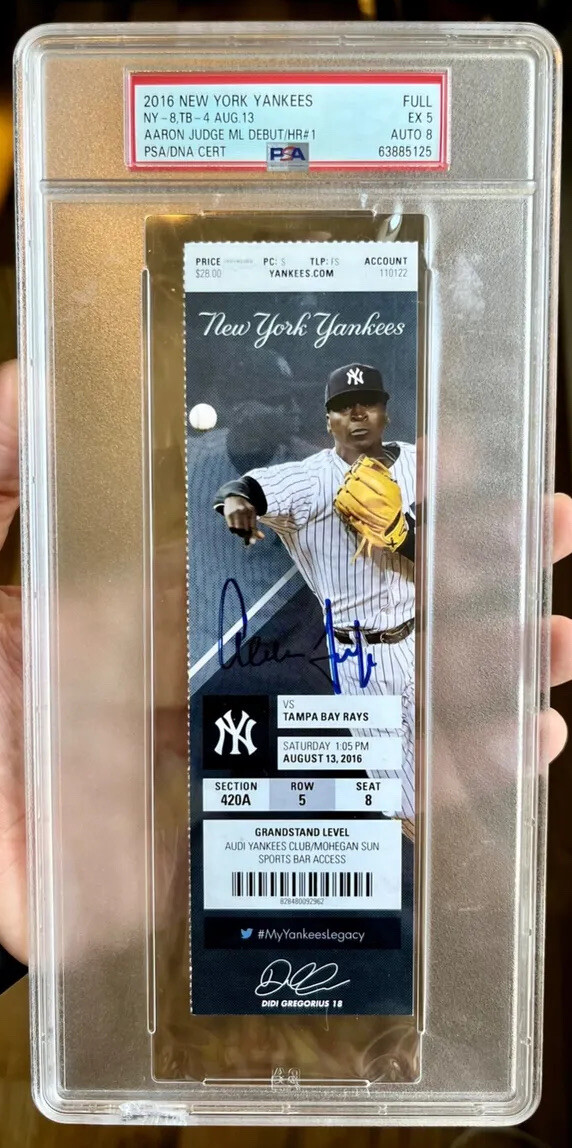 Aaron Judge Autographed Ticket 8/13/2016 MLB Debut PSA/DNA Fanatics & MLB Auth.