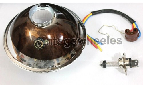 Lucas 7" Inch Conversion Headlamp Headlight Unit BSA A7 A10 B31 B33 Bikes - Picture 3 of 3