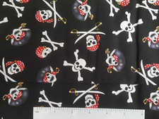 Pirate Skulls Bandana Crossbones HALLOWEEN Fabric 100 Cotton - 8-yards on bolt