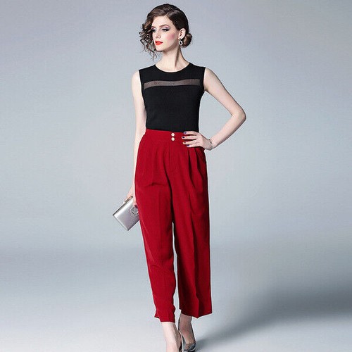 Solada pantaloni pinocchietto da donna in cotone pinocchietti donna rosso  mec shopping - Stileo.it