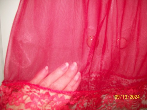 RED SHEER * 15 Denier HALF SLIP * Lace Hem * 28 - 34" Waist * Length 18" - Picture 3 of 5