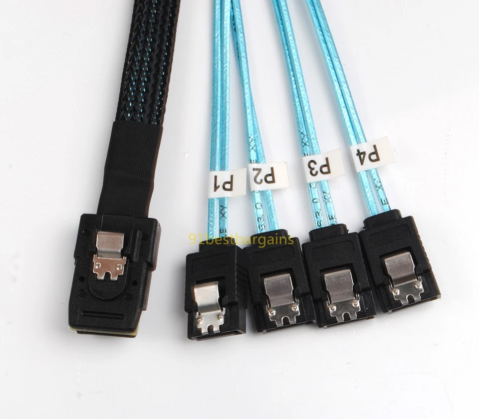 2x Mini 12Gbps SAS SFF-8087 36Pin to 4 SATA 7Pin HDD Hard Drive Splitter Cable - Image 4 of 4
