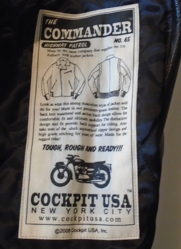 NEW $1000 Men's CPT COCKPIT Commander HIGHWAY PATROL Moto LEATHER BIKER JACKET L - Picture 5 of 10