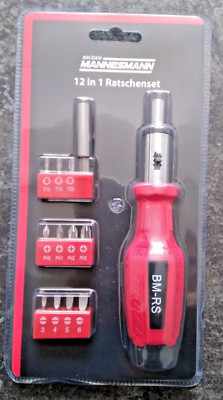 Ratschenset 12 in 1mit Bits und Torx  Mannesmann, Chrom, Stahl, Bithalter