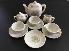 Vintage Child  s Miniature Tea Set Porcelain Lot of 12 Pieces Made in Japan