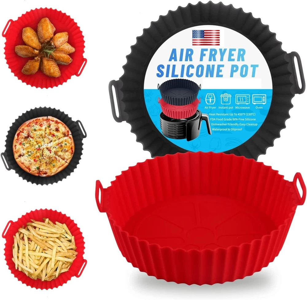 Air Fryer Silicone Pot Air Fryer Basket Linings Non-Stick Oven Baking Tray USA