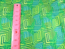 Geometric fabric a Maze print green yellow blue verigated 1 1/3 yards cotton